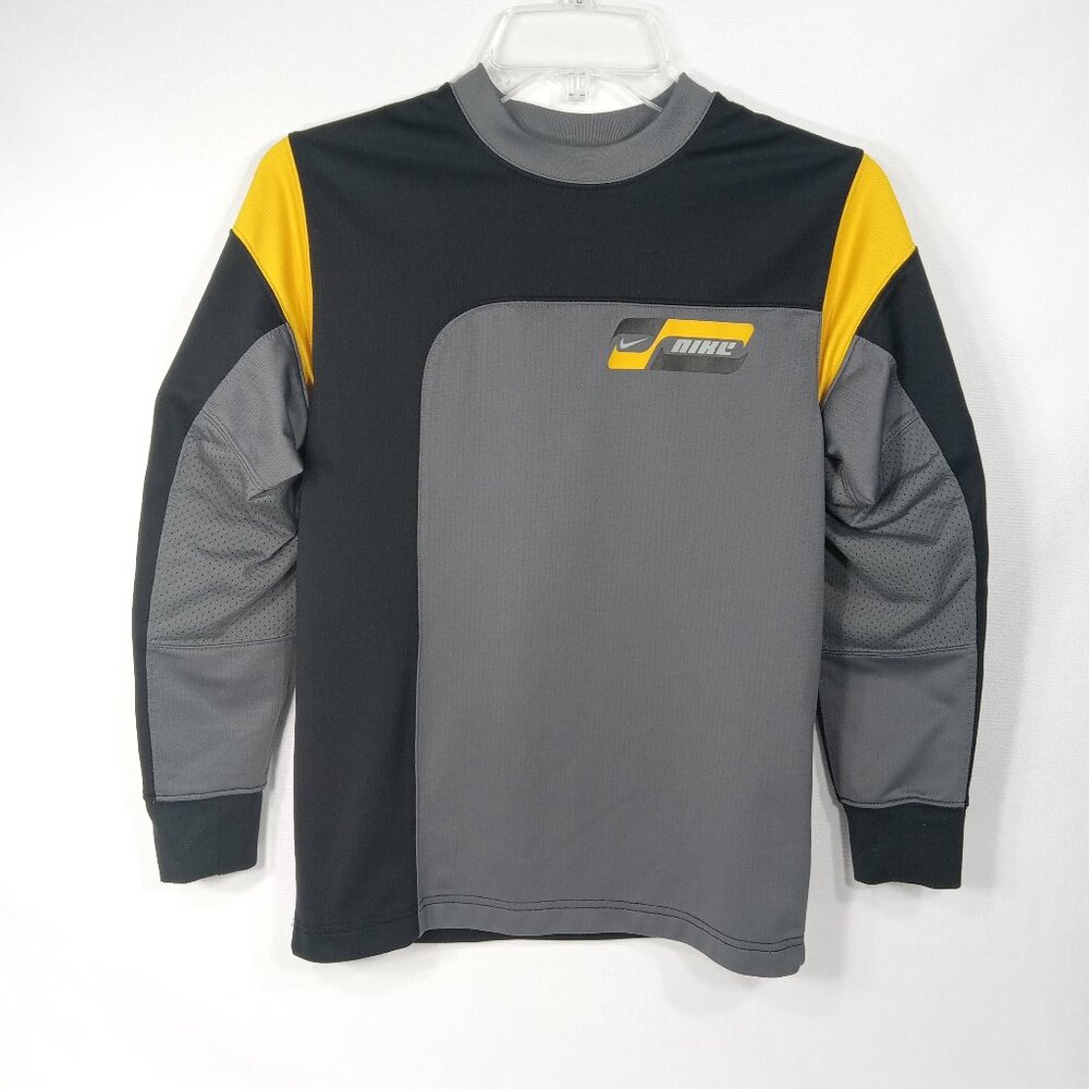 NIKE Gray Black Polyester Padded Elbow Performance Jersey Shirt Boys Size Medium